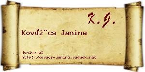Kovács Janina névjegykártya