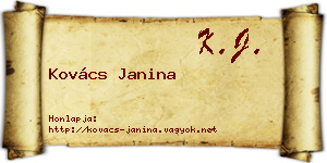 Kovács Janina névjegykártya